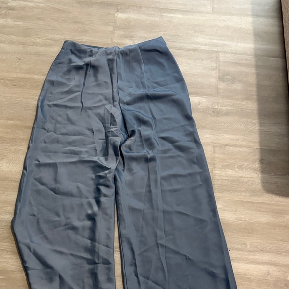 High-Waist Wide Leg Satin Pants - blue - Picture 3 of 3